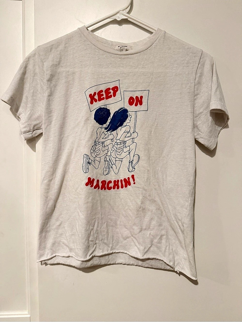 RE/DONE Keep On Marchin Graphic Tee White Small